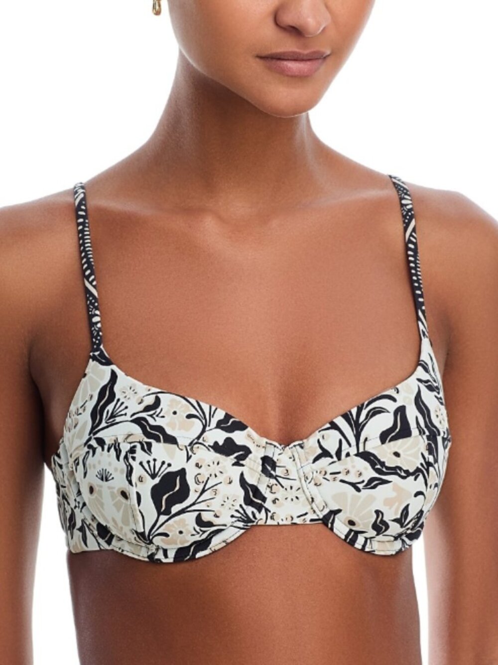 Ramy Brook Women's Printed Mona Bikini Top Underwire Swimwear Size M 12995